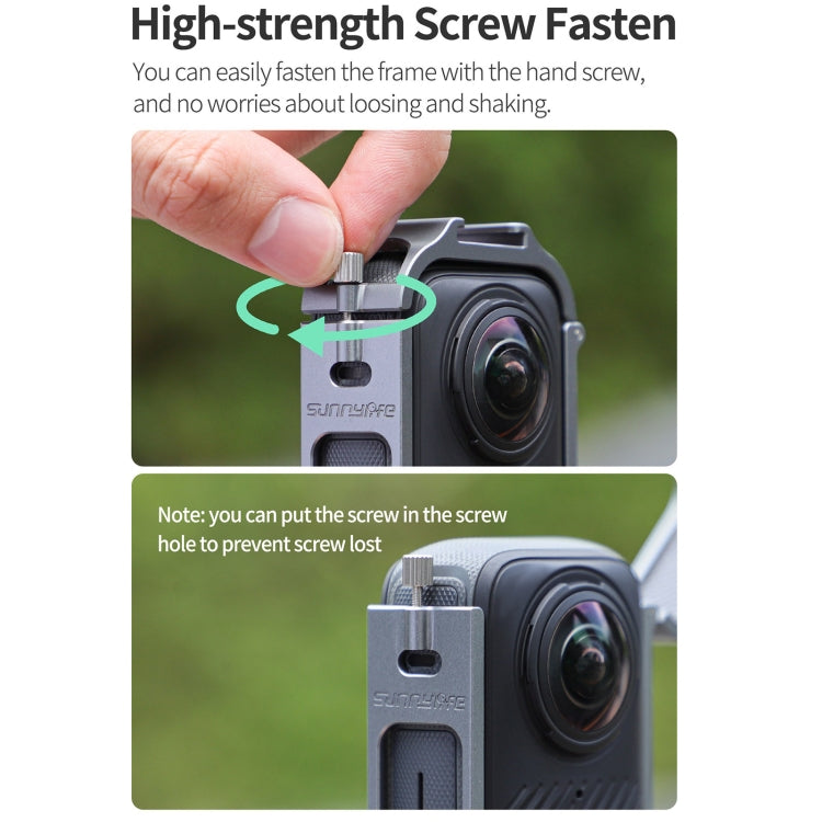 For Insta360 X4 Sunnylife Metal Protective Cage Rig with Cold Shoe Bases & Tripod Adapter  - Titanium Color