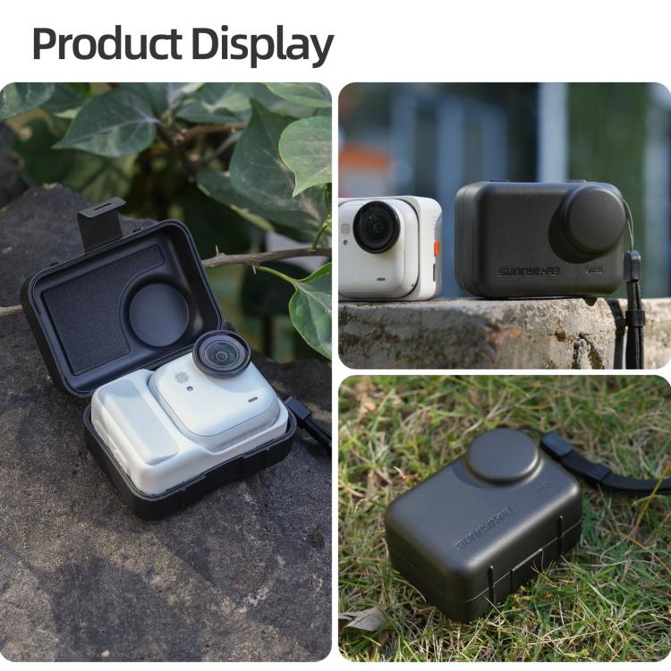 For Insta360 GO Ultra Sunnylife Portable Protective Case Shock-proof Dust-proof Storage Box with Lanyard  - Black