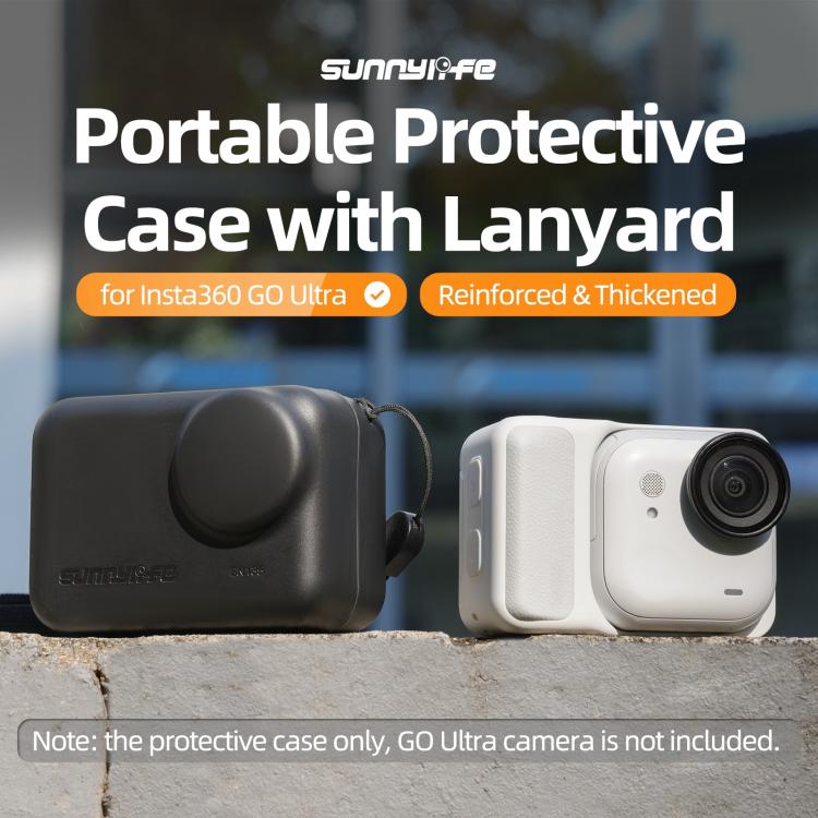 For Insta360 GO Ultra Sunnylife Portable Protective Case Shock-proof Dust-proof Storage Box with Lanyard  - Black