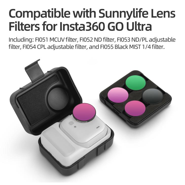 For Insta360 GO Ultra Sunnylife Portable Protective Case Shock-proof Dust-proof Storage Box with Lanyard  - Black