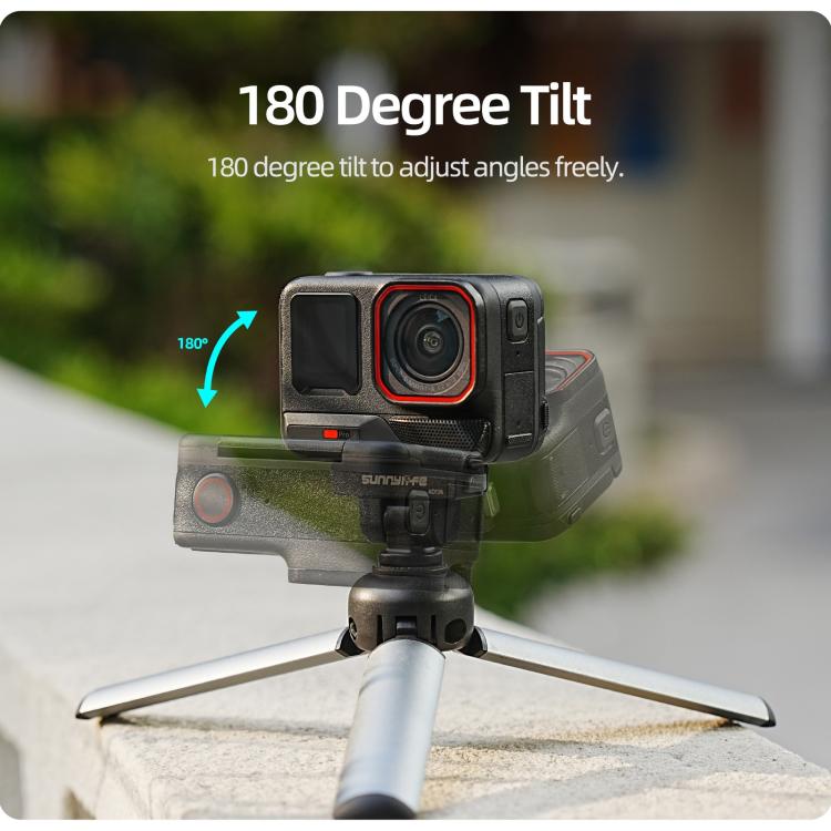 Sunnylife Magnetic Quick Release Adapter Mount 1/4 180 Tilt Adjustable Selfie Stick Adapter Stand for Insta360 X4 Air / X5 / Ace Pro 2 / 1 / Ace  - Black