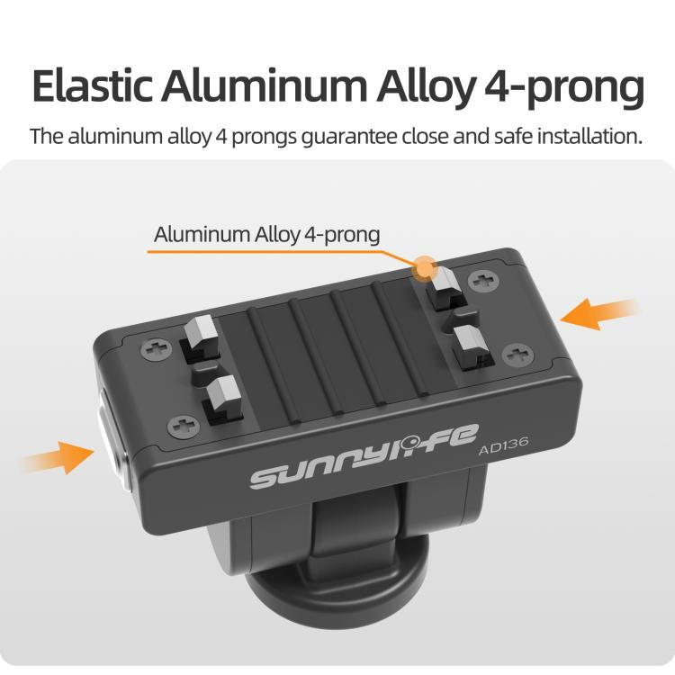 Sunnylife Magnetic Quick Release Adapter Mount 1/4 180 Tilt Adjustable Selfie Stick Adapter Stand for Insta360 X4 Air / X5 / Ace Pro 2 / 1 / Ace  - Black