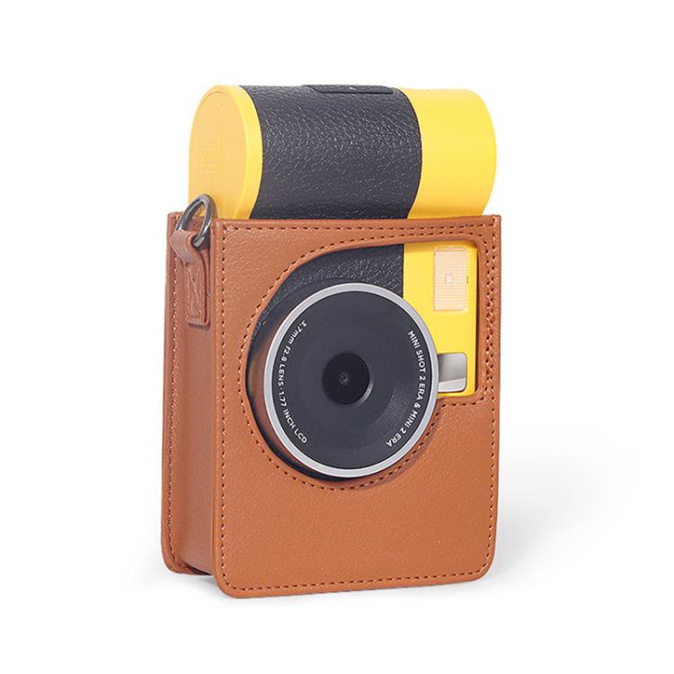 Vertical Full Body Camera Vegan Leather Case Bag with Strap For Kodak MINI SHOT 2 ERA MS200