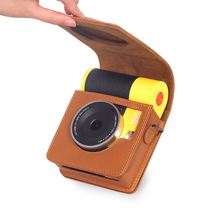 Vertical Full Body Camera Vegan Leather Case Bag with Strap For Kodak MINI SHOT 3 ERA MS300