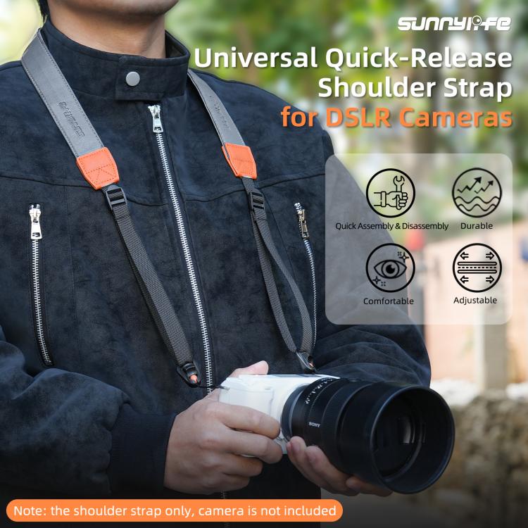 Sunnylife Universal Quick-Release Shoulder Strap Adjustable Shoulder Lanyard 3.2cm-Wide Safe Rope for DSLR Cameras  - Black