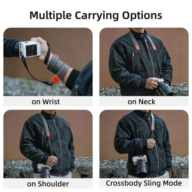 Sunnylife Universal Quick-Release Shoulder Strap Adjustable Shoulder Lanyard 3.2cm-Wide Safe Rope for DSLR Cameras  - Black