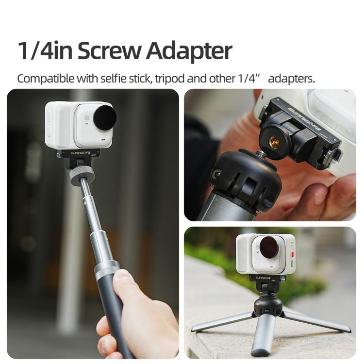 For Insta360 GO Ultra Sunnylife Magnetic Quick Release Adapter Mount 1/4 Interface 180 Tilt Adjustable Selfie Stick Adapter Stand  - Black