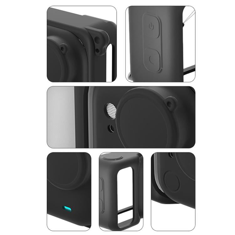 For Insta360 Go Ultra Silicone Protective Cover with Strap  - Black