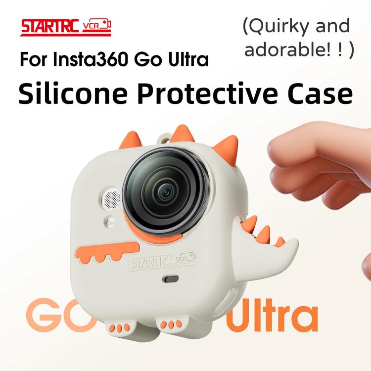 For Insta360 GO Ultra STARTRC Cute Dragon Silicone Protective Cover with Lanyards  - Orange White