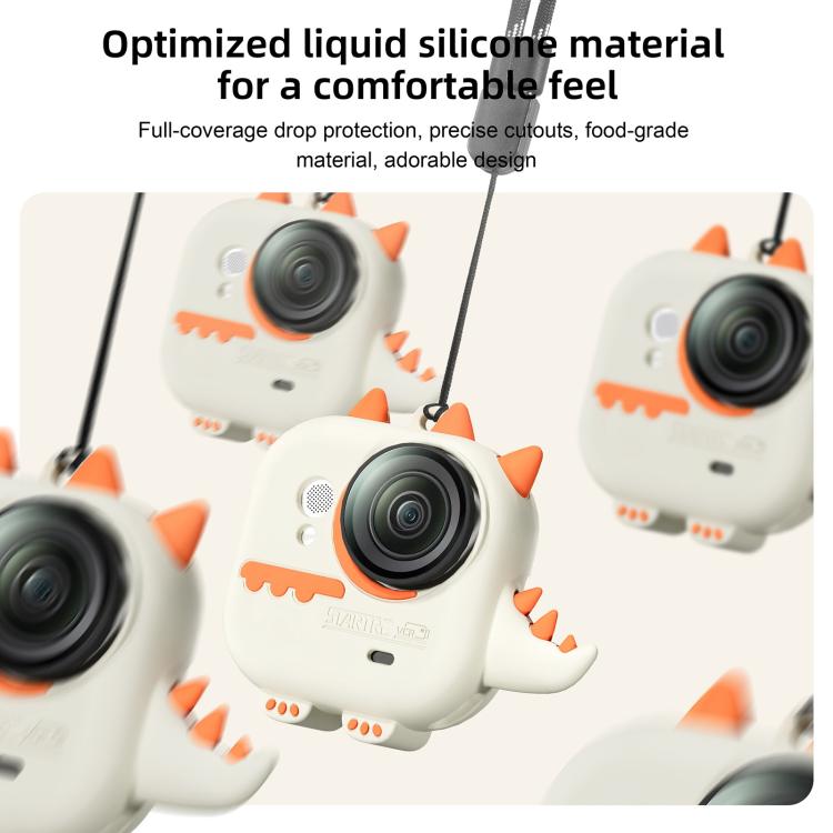 For Insta360 GO Ultra STARTRC Cute Dragon Silicone Protective Cover with Lanyards  - Orange White