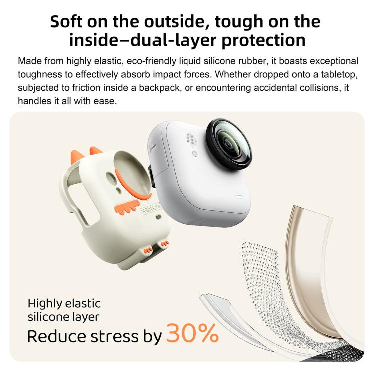 For Insta360 GO Ultra STARTRC Cute Dragon Silicone Protective Cover with Lanyards  - Orange White