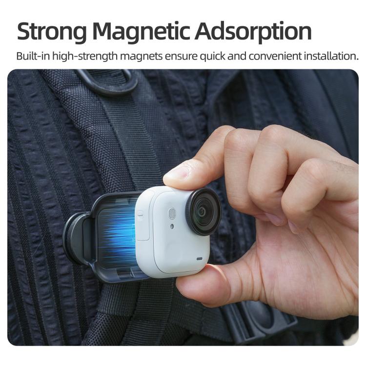 For Insta360 GO Ultra Sunnylife Magnetic Backpack Clip Action Camera Clamp Vertical-Horizontal Mount  - Black