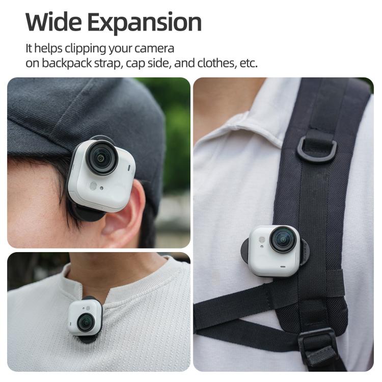 For Insta360 GO Ultra Sunnylife Magnetic Backpack Clip Action Camera Clamp Vertical-Horizontal Mount  - Black