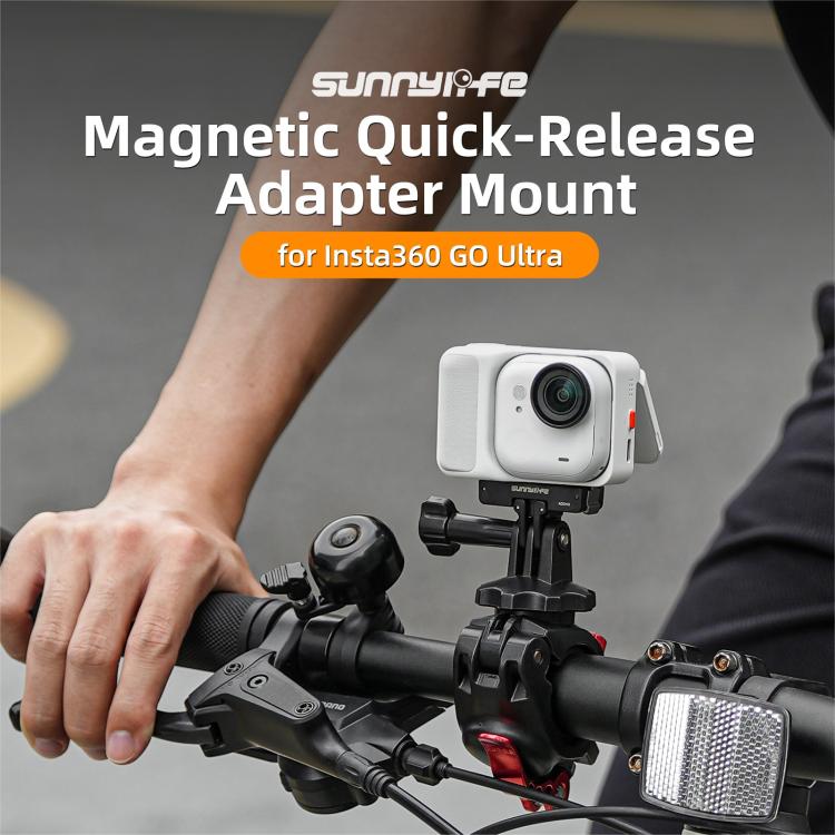 For Insta360 GO Ultra Sunnylife Magnetic Quick Release Adapter Mount Foldable Base Dual-Claws 1/4 Adapter  - Black