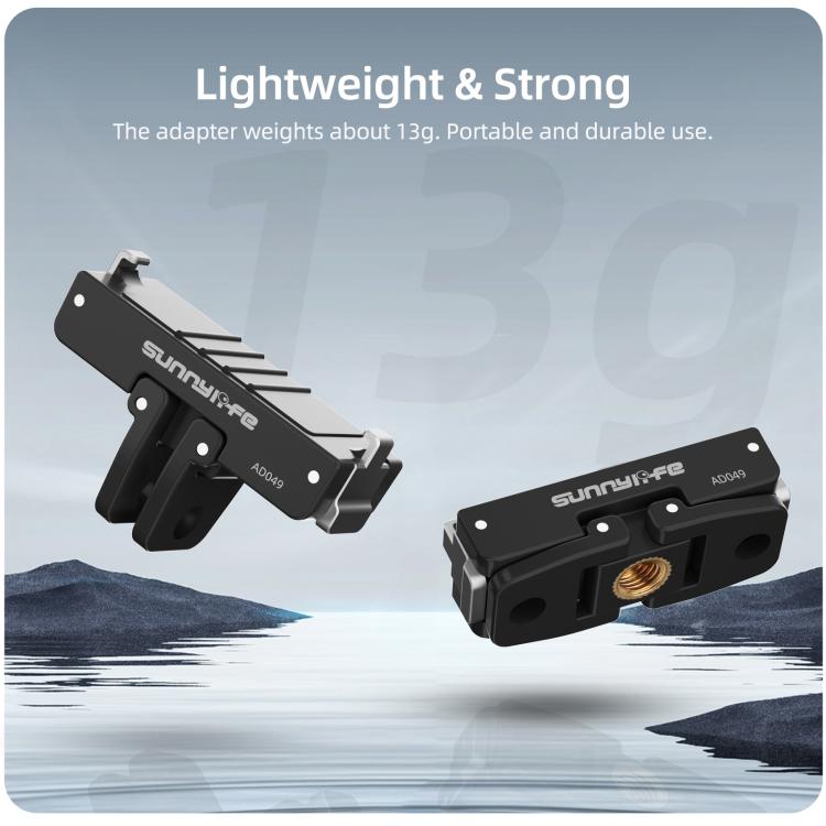 For Insta360 GO Ultra Sunnylife Magnetic Quick Release Adapter Mount Foldable Base Dual-Claws 1/4 Adapter  - Black