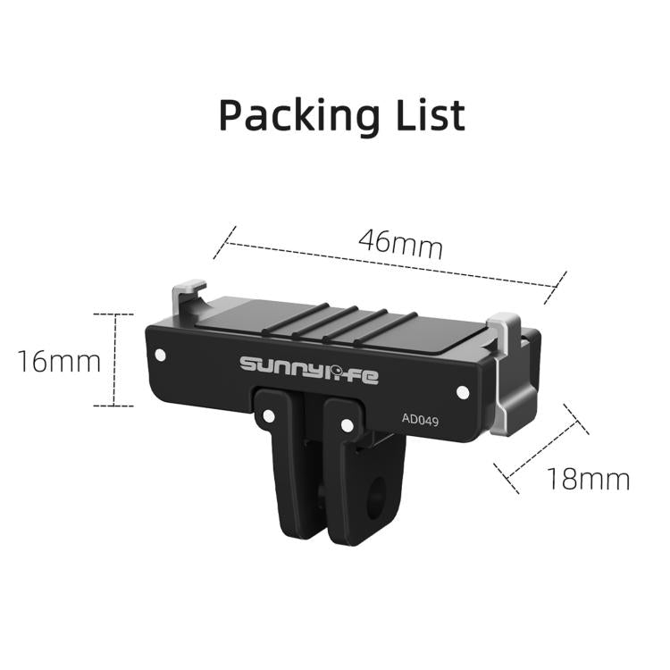 For Insta360 GO Ultra Sunnylife Magnetic Quick Release Adapter Mount Foldable Base Dual-Claws 1/4 Adapter  - Black