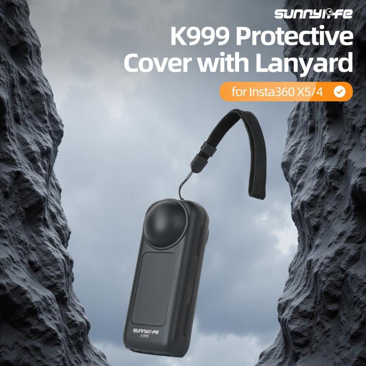 For Insta360 X5 / X4 Sunnylife Integrated Lens Screen Protective Cover Camera Case with Strap  - Black