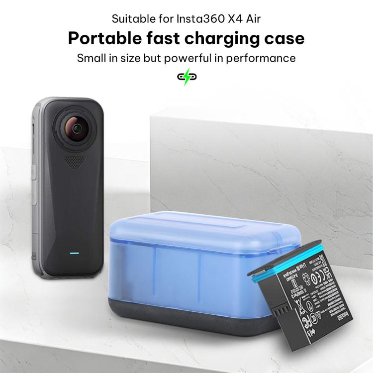 For Insta360 X4 Air Dual-Channel Battery Charger Storage Box Charging Hub With LED Indicators  - Transparent