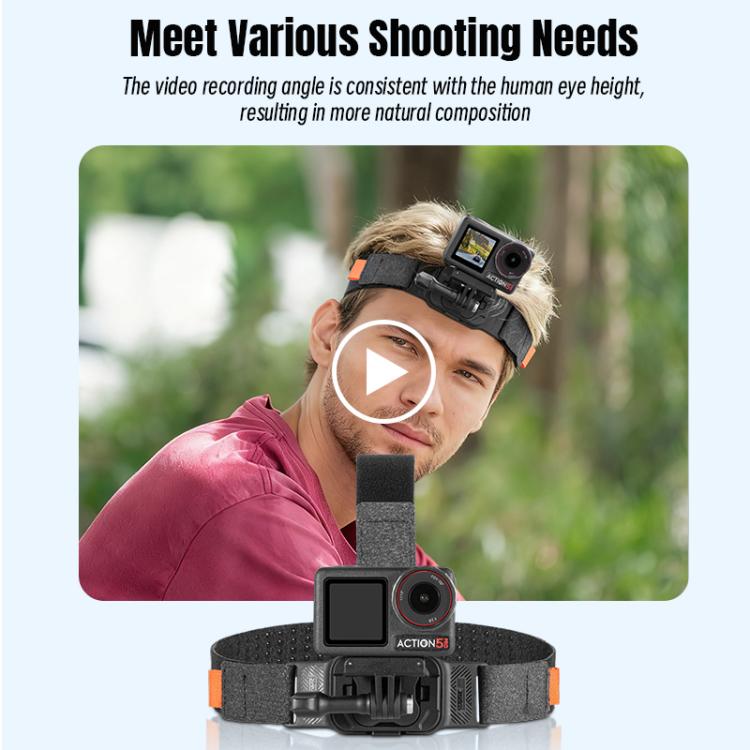STARTRC Adjustable Head Strap Magnetic Eco-friendly Vlog POV Mount Belt for GoPro, Insta360, DJI Osmo Action and Other Action Cameras  - Black
