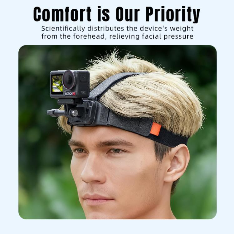 STARTRC Adjustable Head Strap Magnetic Eco-friendly Vlog POV Mount Belt for GoPro, Insta360, DJI Osmo Action and Other Action Cameras  - Black