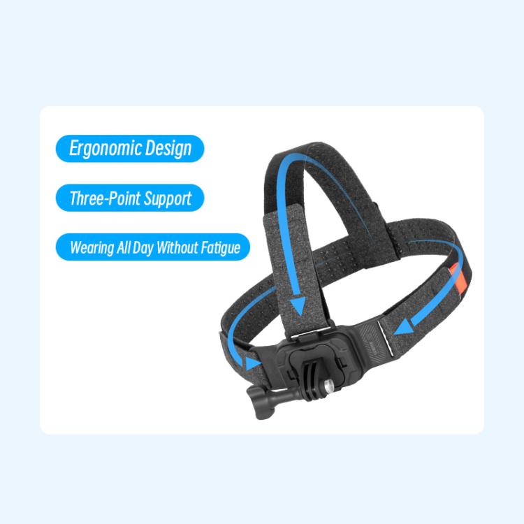 STARTRC Adjustable Head Strap Magnetic Eco-friendly Vlog POV Mount Belt for GoPro, Insta360, DJI Osmo Action and Other Action Cameras  - Black