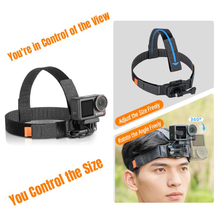 STARTRC Adjustable Head Strap Magnetic Eco-friendly Vlog POV Mount Belt for GoPro, Insta360, DJI Osmo Action and Other Action Cameras  - Black