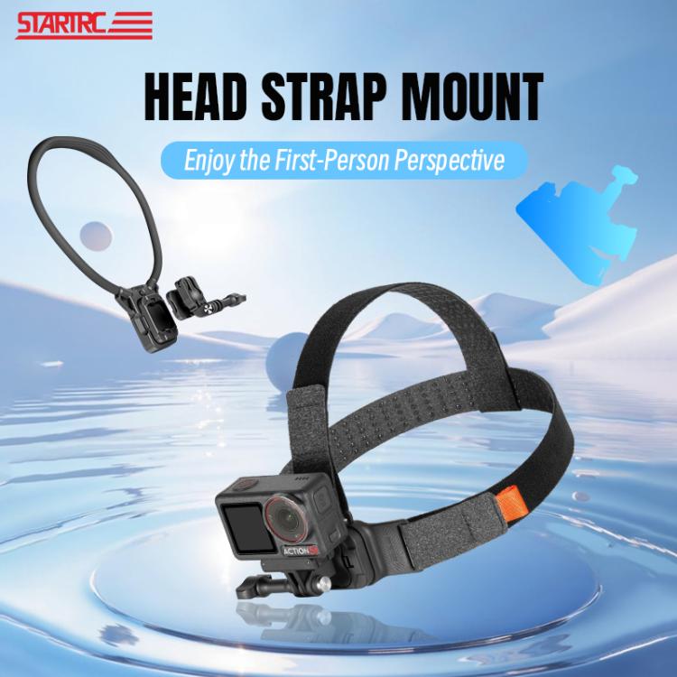 STARTRC Adjustable Head Strap Magnetic Eco-friendly Vlog POV Mount Belt for GoPro, Insta360, DJI Osmo Action and Other Action Cameras  - Black