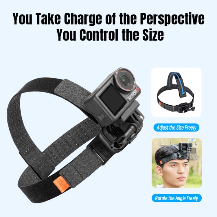 STARTRC Adjustable Head Strap Magnetic Eco-friendly Vlog POV Mount Belt for GoPro, Insta360, DJI Osmo Action and Other Action Cameras  - Black