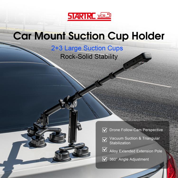 STARTRC Dual-leg Suction Cup and Three-leg Car Suction Cup Mount with Selfie Stick Set  - Black