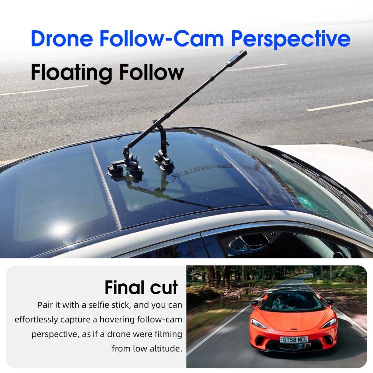 STARTRC Dual-leg Suction Cup and Three-leg Car Suction Cup Mount with Selfie Stick Set  - Black