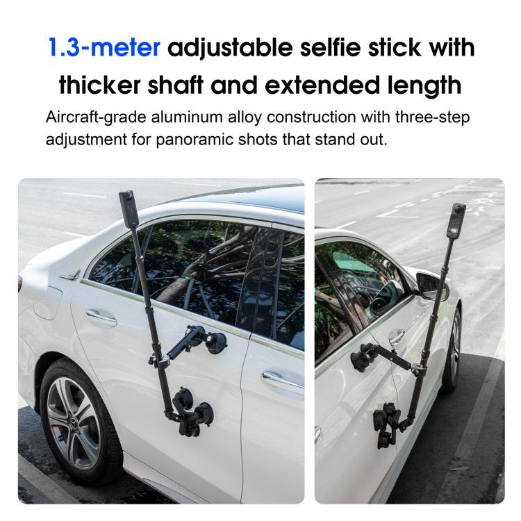 STARTRC Dual-leg Suction Cup and Three-leg Car Suction Cup Mount with Selfie Stick Set  - Black