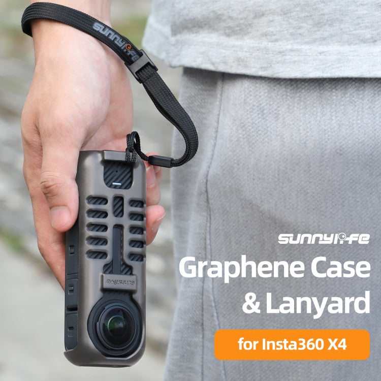For Insta360 X4 Sunnylife Graphene Case High Thermal Conductivity Protective Case with Hand Strap  - Black