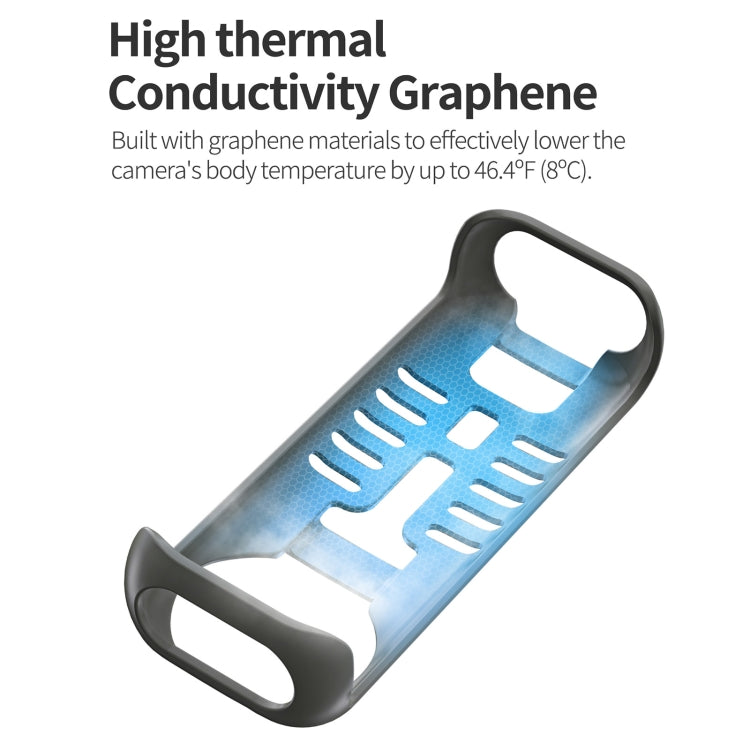 For Insta360 X4 Sunnylife Graphene Case High Thermal Conductivity Protective Case with Hand Strap  - Black