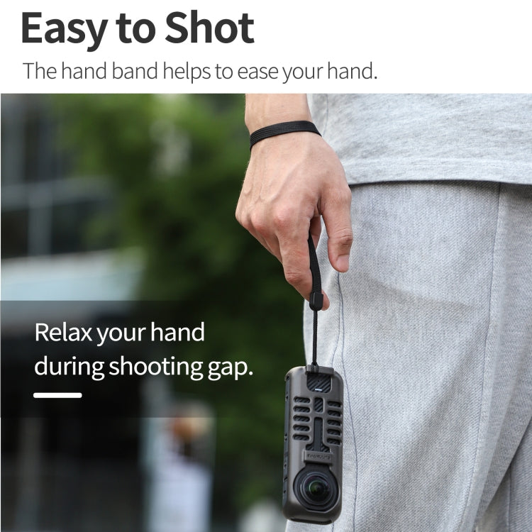 For Insta360 X4 Sunnylife Graphene Case High Thermal Conductivity Protective Case with Hand Strap  - Black