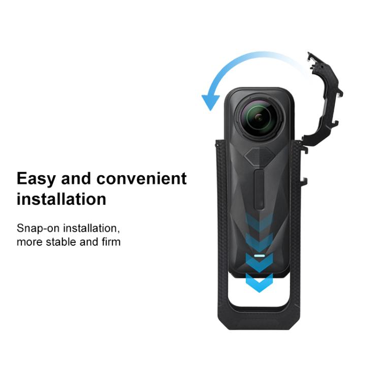 For Insta360 X5 Cold Shoe Carbon Fiber Texture ABS Plastic Protective Frame  - Black