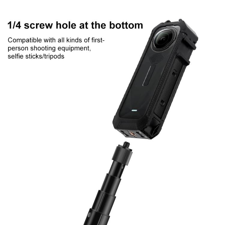 For Insta360 X5 Cold Shoe Carbon Fiber Texture ABS Plastic Protective Frame  - Black