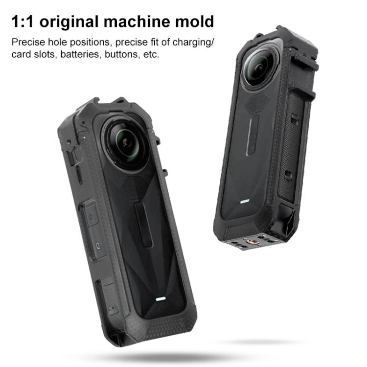 For Insta360 X5 Cold Shoe Carbon Fiber Texture ABS Plastic Protective Frame  - Black