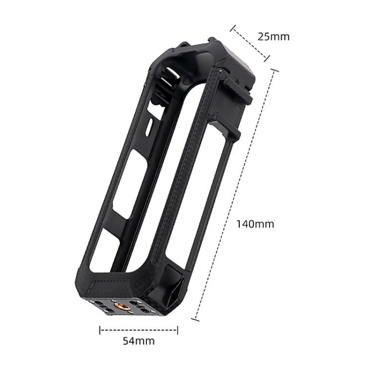 For Insta360 X5 Cold Shoe Carbon Fiber Texture ABS Plastic Protective Frame  - Black