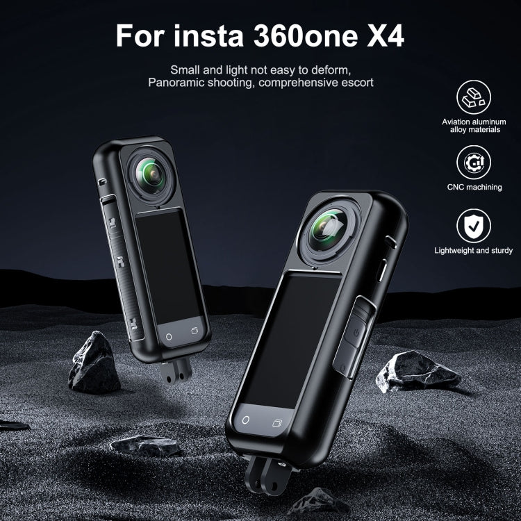 For Insta360 X4 Aluminum Alloy Metal Protective Cage Housing Frame  - Black