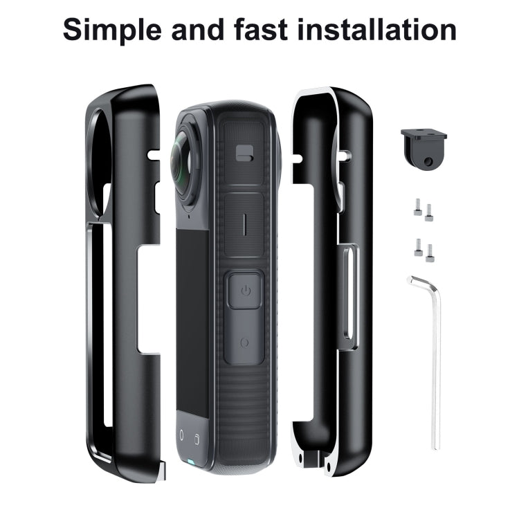 For Insta360 X4 Aluminum Alloy Metal Protective Cage Housing Frame  - Black