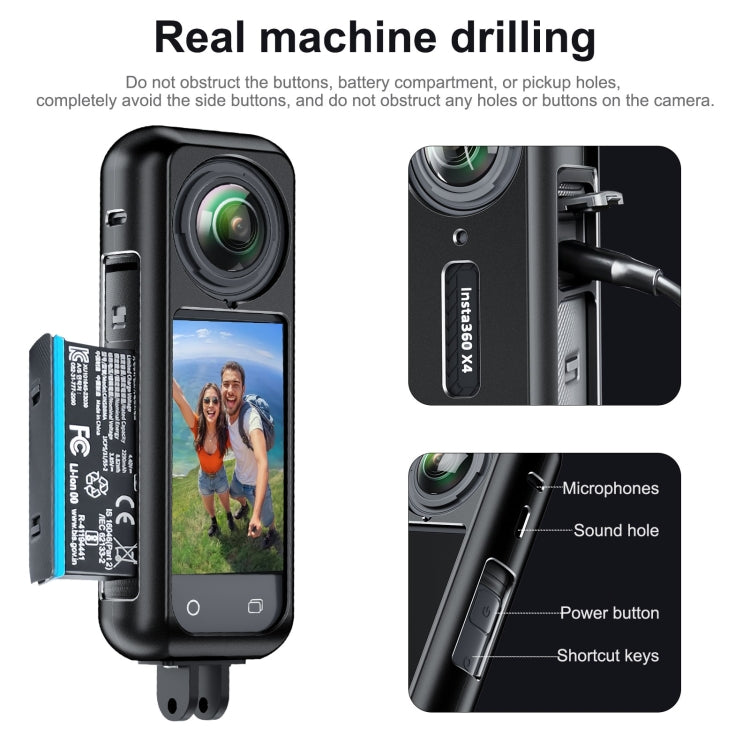 For Insta360 X4 Aluminum Alloy Metal Protective Cage Housing Frame  - Black