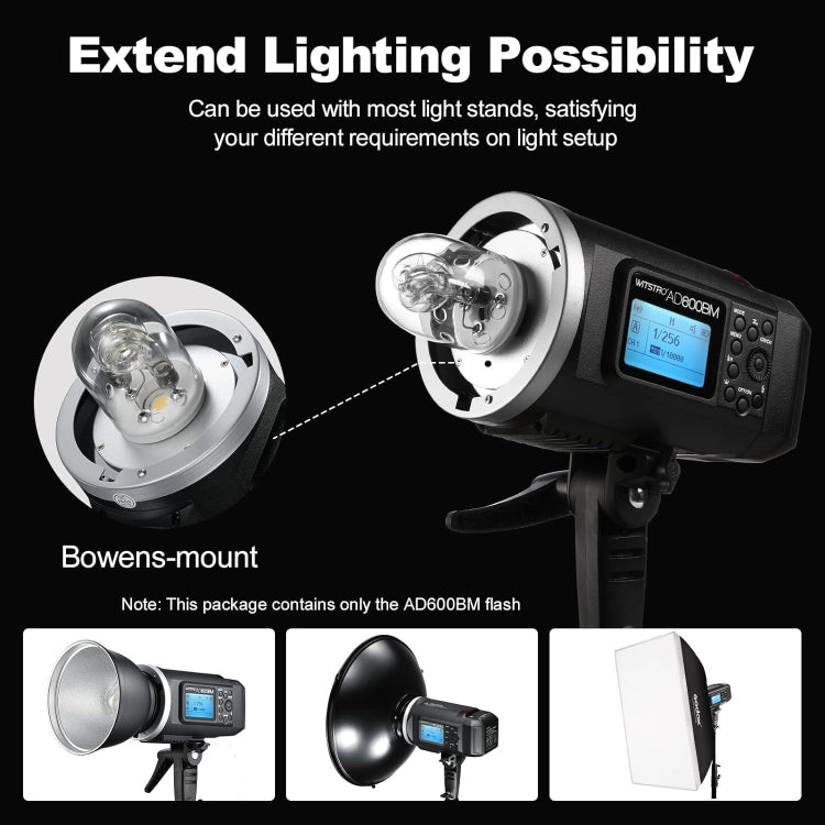 Godox WITSTRO AD600BM Bowens Mount 600Ws GN87 High Speed Mount Studio Speedlight  - Black