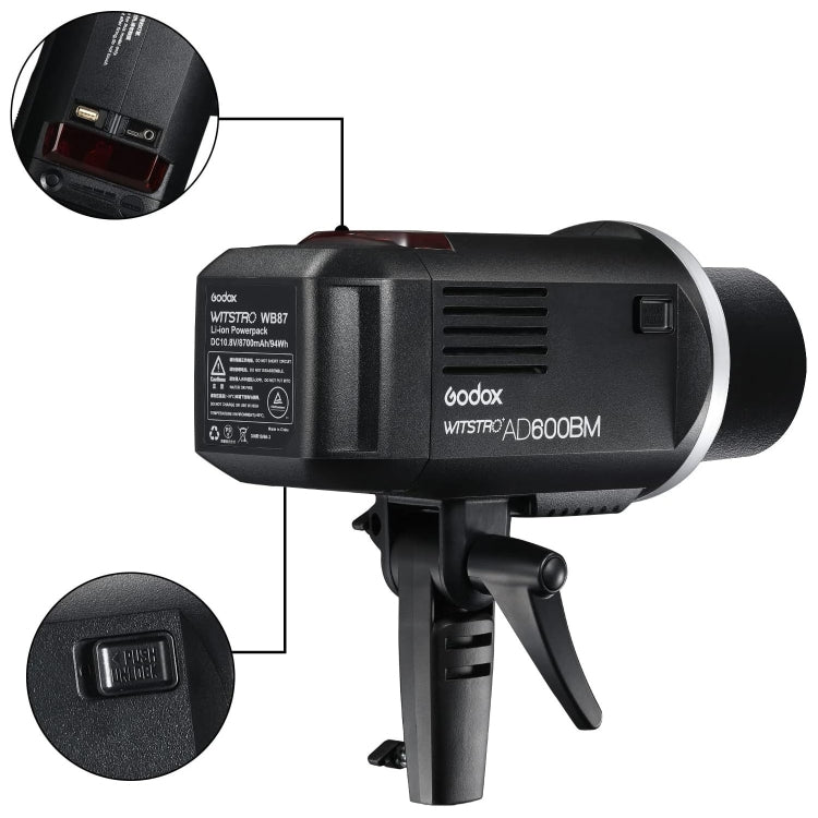 Godox WITSTRO AD600BM Bowens Mount 600Ws GN87 High Speed Mount Studio Speedlight  - Black