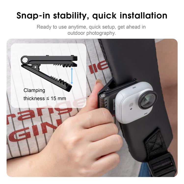 For Insta360 GO Ultra STARTRC Magnetic Clip Mount Multi-Angle Hands-Free POV Clip  - Black