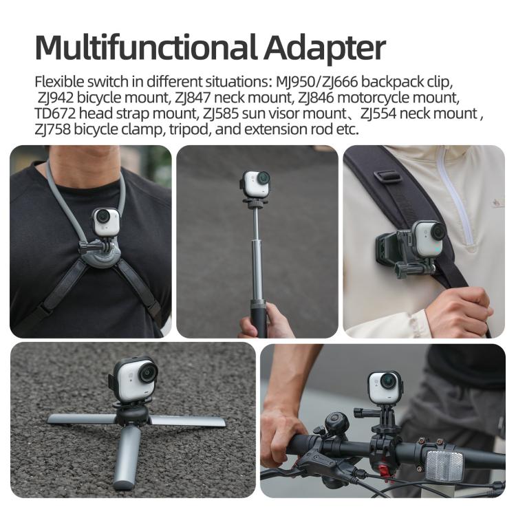 For Insta360 GO Ultra Sunnylife Foldable Vertical-Horizontal Adapter Mount Protective Frame Mounting Brackets Housing Cover  - Black