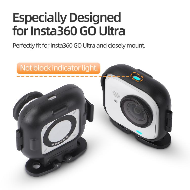 For Insta360 GO Ultra Sunnylife Foldable Vertical-Horizontal Adapter Mount Protective Frame Mounting Brackets Housing Cover  - Black