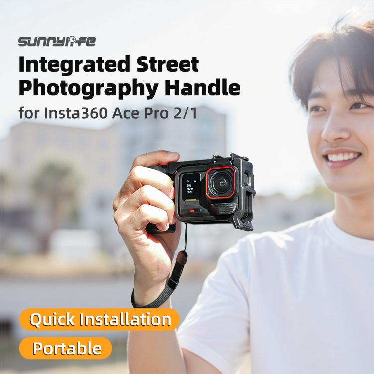 Sunnylife Street Photography Handle Ergonomic Hand Grip Quick Release Shutter Handle for Insta360 Ace Pro 2 / 1  - Black