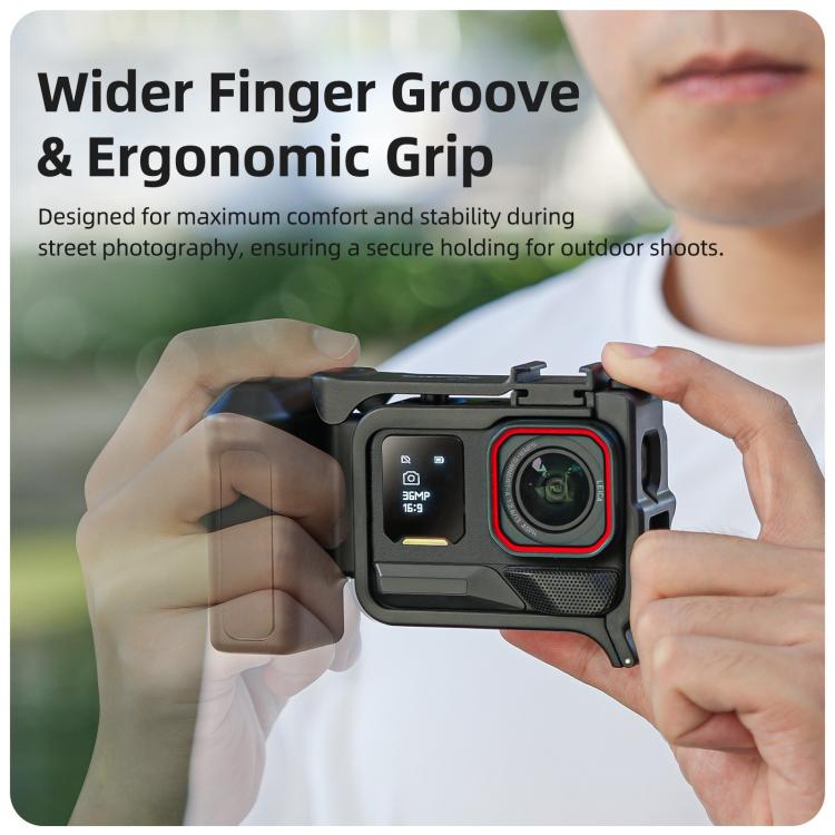 Sunnylife Street Photography Handle Ergonomic Hand Grip Quick Release Shutter Handle for Insta360 Ace Pro 2 / 1  - Black