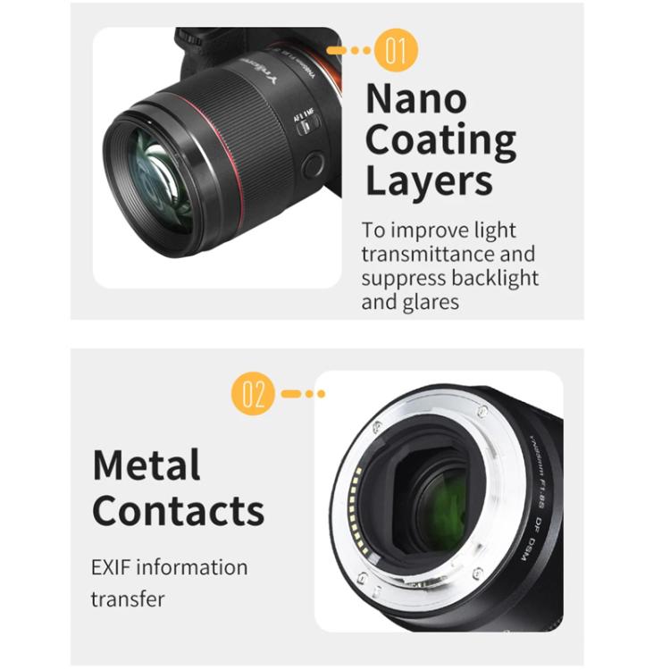 YONGNUO YN85mm F1.8S DSM Prime Lens for Sony ILCE-7M4 / ILCE-7SM3 E-mount Full-frame  - Black