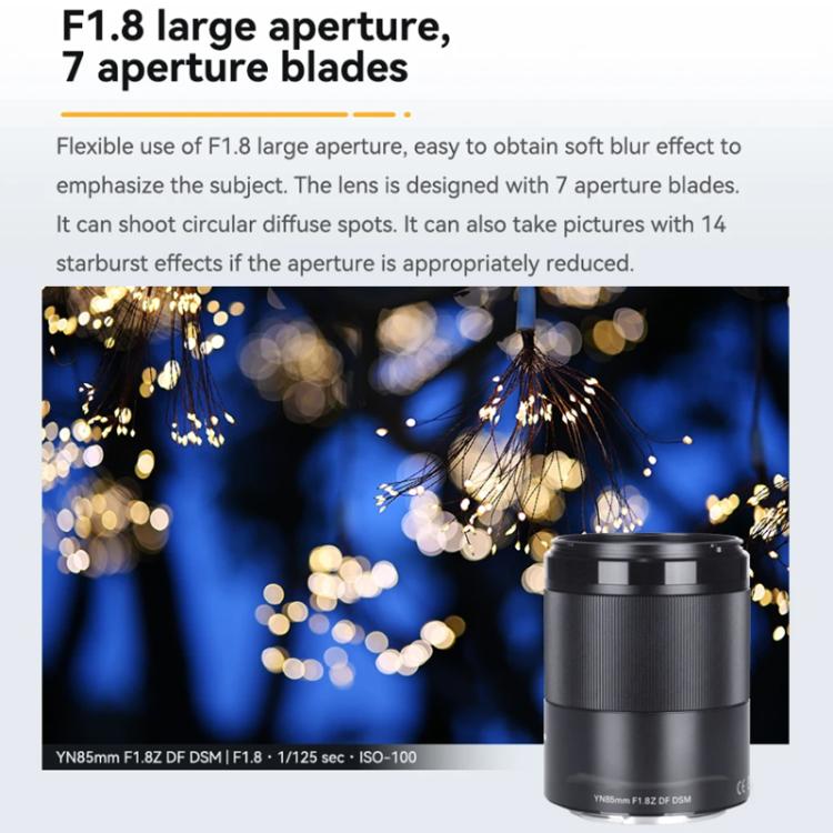 YONGNUO YN85mm F1.8Z DF DSM Lens for Nikon Z6II / Z7II Z-mount Full-frame  - Black